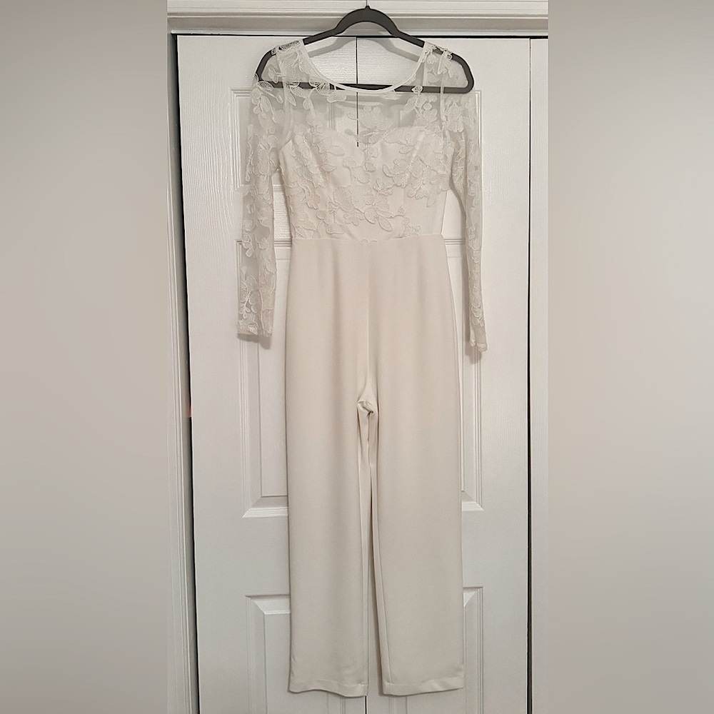 Lulu’s Write Your Own Romance White Embroidered Long Sleeve Jumpsuit